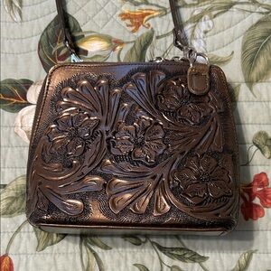 Elegant Brown Floral Embossed Women's Bag